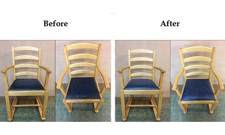 Before/After of reupholstery work carried out by Suite Illusions