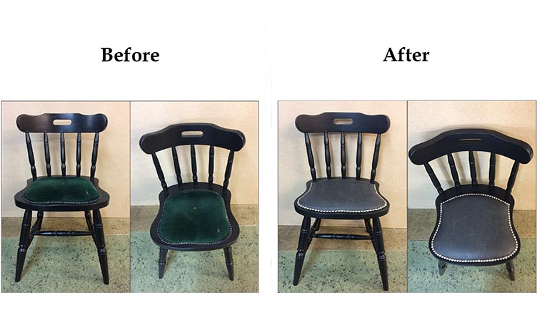 Before/After of reupholstery work carried out by Suite Illusions