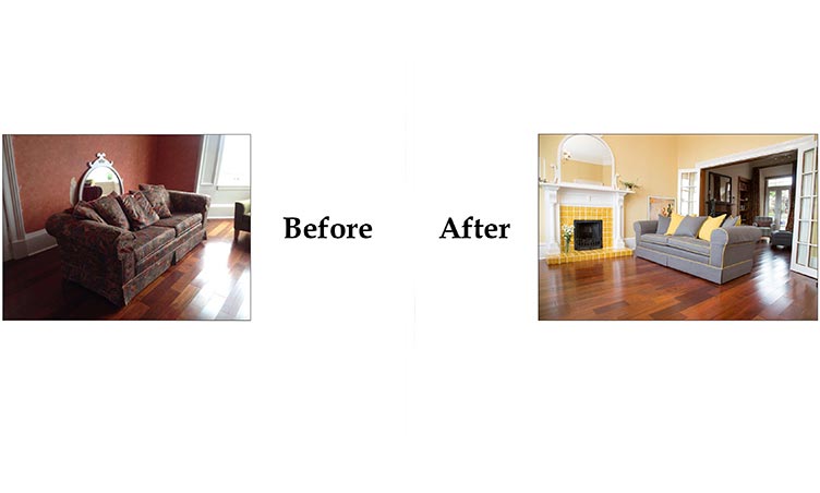 Before/After of reupholstery work carried out by Suite Illusions